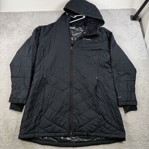 Columbia Parka Jacket Womens 1X Black Omni-Heat Quilted Puffer Insulated Hooded